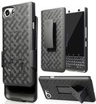 Case with Clip for BlackBerry KEYone, Nakedcellphone Black Kickstand Cover + Belt Hip Holster for BlackBerry KEYone Phone (Verizon/ATT/Sprint/Unlocked)