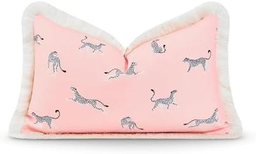 Hofdeco Premium Tropical Patio Indoor Outdoor Lumbar Pillow Cover Only, 12"x20" Water Resistant for Backyard, Couch, Pink Leopard Fringe