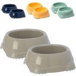 CAT CENTRE Grey 2 Pcs 0.3L Pet Bowls Small Kitten Cat Dog Feeder Drinking Water Dish Dry and Wet Food Feeding Non-Slip