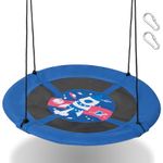 COSTWAY Kids Nest Swing, 104cm Round Tree Swings Seat with 180cm Adjustable Hanging Ropes, for Backyard Playground Garden (Rocket)