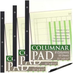 JUSTHANGIN' Columnar Pad, 6 Columns, Designed in The USA, 11 x 8.5 Inches, 50 Sheets Per Pad (76706-10) Pack of 3 Plus 1 Ultra Smooth Pen