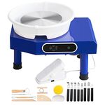 VEVOR Pottery Wheel, 10in Ceramic Wheel Forming Machine, Foot Pedal ABS Detachable Basin, 60-300RPM Adjustable Speed Manual LCD Panel, Sculpting Tool Apron Accessory Kit for Work Art Craft DIY