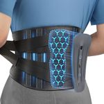 Rakiie Back Support Belt for Lower Back Pain Relief with 7 Stays, Adjustable Back Brace Support for Work, Heavy Lifting, Lumbar Support Belt for Sciatica Scoliosis, Size M (Waist: 85-100CM)