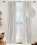 100% Blackout Shield Linen Blackout Curtains for Bedroom 96 Inches Long,Back Tab/Rod Pocket Living Room Drapes,Thermal Insulated Textured Blackout Curtains 2 Panels Set,50" W x 96" L,Beige