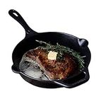 Victoria SKL-210 Cast Iron Skillet. Frying Pan with Long Handle, 10", Black