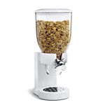 Cereal Dispenser Countertop, Plastic Single Control Candy Dispenser for Storing Coffee Beans, Kitchen Dry Cereal Dispenser (White)