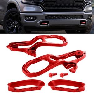 BOMLING Heavy Daty Front Left & Right Tow Hooks Compatible with Dodge Ram 1500 DT 3.6L 5.7L Engine 2019 2020 2021 2022 Replaces 82215268AB 82215268AB 68272945AB with Mounting Screws,Red,Pack of 2