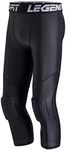 Legendfit Men's Basketball Pants with Knee Pads 3/4 Capri Padded Compression Tights Leggings Sports Protector Gear Black