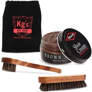 Kg's Polish & Shoe Shine Kit – Includes Shoe Polish, Horsehair Shoe Brush, Horsehair Polish Applicator, and Storage Bag, Brown, Regular