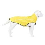 Mile High Life | Dog Raincoat | Adjustable Water Proof Pet Clothes | Lightweight Rain Jacket with Reflective Strip | Easy Step in Closure(L, Yellow)