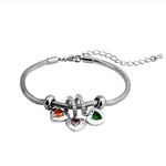 Gemsbe Personalized Birthstone Bracelet For Women, Friendship Bracelets for Best Friend Custom Names Adjustable Bracelet with Heart Charms, adjustable, Stainless Steel, Cubic Zirconia