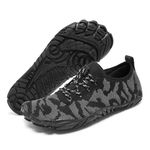 Racqua Mens Womens Trail Running Shoes Minimalist Shoes Arch Support Barefoot Sport Shoes, Rqwz1101-black, 12 Women/11 Men