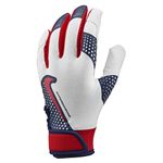 Nike Adult Hyperdiamond 2.0 Batting Gloves White | Navy | Red Medium