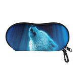 Jndtueit Galaxy Wolf Print Soft Eyeglasses Case Sunglasses Pouch Bag Zipper Pouch for Kids Boys