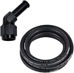 EVIL ENERGY 3/8" Transmission Oil Cooler Hose 10FT 250PSI SAE J1532 Bundle with 6AN Female to 3/8 Hose Barb Swivel Fitting 45 Degree