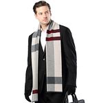 ULSTAR Scarf for Men, Soft Warm Merino Wool Men Scarf for Autumn Winter Spring (Grey&Camel&Red)