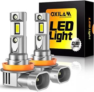 OXILAM H11 H8 H9 LED Bulb, 900% Ultra-Brightness, 5 Min Quick Install, 70000 Hours Lifespan, No Flicker, Plug and Play, Pack of 2