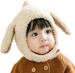 SYGA Wool Unisex-Child Baby Hats For Spring Winter, Cute Rabbit Ears Head Hooded For Kids Babies For 0-2 Years, Beige, Free Size