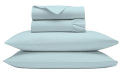 1000 Thread Count Egyptian Cotton Sheets Queen Size 4 Piece Sheet Set, Soft Sateen Cooling Bedding Set, Long Staple Bedding Sheets, Luxury Hotel Sheets, Aqua Blue Queen Sheet Set by Bluemoon Homes