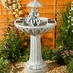 Festive Lights - Solar Umbrella Water Fountain - Outdoor Garden Ornamental Water Feature - Grey