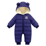 Borlai Newborn Baby Girls Boys Winter Warm Snowsuit Hooded Romper Double Zip Up Jumpsuit Coat Jacket