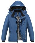 MoFiz Kid's Ski Jacket Waterproof Warm Winter Coat Boy's Fleece Snowboarding Jackets Hooded Winter Thick Coat NL-Blue 10-12 Years