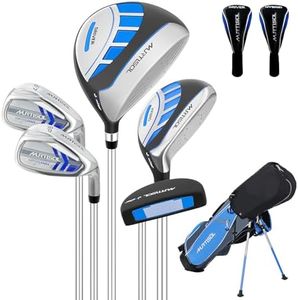 XDriveMax 6 Pieces Kids Golf Club Set, Junior Golf Club Set Ages 9-12 Includes Stand Bag, 1# Drive, 5# Hybrid, 6/7#, 9/P# Irons and Putter Right Hand for Boys Girls