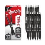 SHARPIE S-Gel, Gel Pens, Fine Point (0.5mm), Black Ink Gel Pen, 12 Count