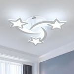 Dorlink 3 Star LED Ceiling Light, Kids Bedroom Ceiling Light 40W 3600LM, Children's Lighting Fixture, 6500K Cool White Flush Ceiling Light, Acrylic Art Deco Chandelier for Kids Room, Living Room