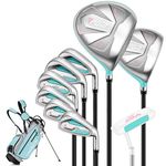 PGM Women's Complete Golf Club Sets - 9 Pieces - 2 Wood (#1,5), 6 Irons(#6,7,8,9,PW,SW), 1 Putter - with Golf Stand Bag - Graphite Shaft