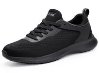 SPIEZ Mens Non Slip Shoes - SRC Certification Food Service Shoes Oilproof with Arch Support Black US7.5-12