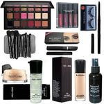 ZUKRAVE Combo Makeup kit set of-14 Foundation,Primer,Eyeliner, Mascara, Kajal, Loose Face Powder,Eyeshadow,Makeup Brush,Makeup Fixer,Eyelashes And Red Edition Lipstick