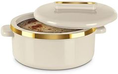 MILTON Curve 1500 Inner Stainless Steel Casserole, 1300 ml, Ivory | BPA Free | Food Grade | Easy to Carry | Easy to Store | Chapati | Roti | Curd Maker