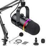 TECURS Gaming Microphone RGB, PC Microphone Kit Recording, USB Mic Condenser for Streaming Podcasting, Computer Microphone with Boom Arm Stand for PS4 PS5