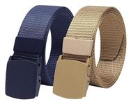 VTFlair Unisex Nylon & Canvas Waist Belt Army Tactical Waist Belt Automatic Buckle Nylon Canvas Survival Strap Khaki Blue Color Belt (Pack of 2)