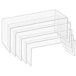 BELLE VOUS Set of 5 Clear Plastic Display Stand Acrylic Collection Display Stand in 5 Sizes for Figurine, Jewellery, Shops, Cupcakes and Desserts