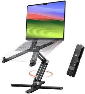 OMOTON 360° Rotating Laptop Stand Riser for Desk, Ergonomic Foldable Computer Stand Adjustable Height Angles for Collaborative Work, Easy Storage Fit Macbooks,All Laptops up to 16 inches, Black
