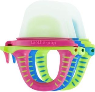 Teetherpop Fillable Silicone Teether for Babies – Breastmilk Popsicle Molds for Teething with Spill-Proof Sippy Slits – Freezable Baby Teethers for Liquids & Cooling Relief (3-Pack-Blue-Teal-Pink)