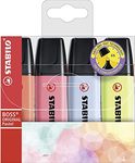 STABILO BOSS ORIGINAL Pastel - Highlighter Pen -Wallet of 4 - Assorted Colours - Mix 2