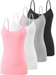 Vislivin Women's Basic Solid Camisole Adjustable Spaghetti Strap Tank Top Black/Gray/White/Pink-1 M