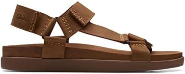 Clarks Men's Sunder Range Sandal, Tan Leather, 9 UK