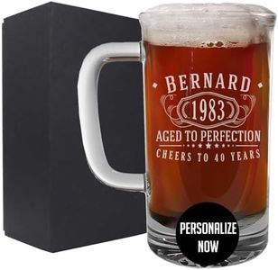 Personalized Etched 16oz Glass Beer Mug Stein - Custom Engraved Christmas Gifts for Men, Dad Drinking Birthday Glasses, Gifts for Him, Bernard