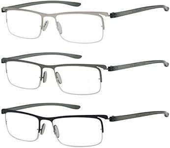 Eyekepper 3 Pairs Half-Rim Reading Glasses Unique Design Frame Reader Eyeglasses for Men Women Reading +0.75