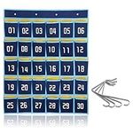 Classroom Hanging Organizer Numbered Pocket Chart for Cell Phones calculator Holder (30 Pockets)