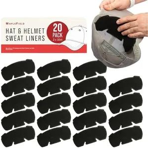 Maplefield Helmet and Hat Sweat Liner - 20 Pack - Disposable Self-Adhesive Sweat Pads - Absorbs Sweat Drips and Moisture - Prevents Stains and Odors - One Size Fits All Caps - Hat Sweat Guard