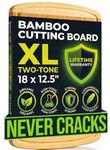 Greener Chef #1 Best ORGANIC Bamboo Wood Cutting & Kitchen Chopping Board with Groove - FDA Compliant with No Risk - Extra Large - Perfect Wedding or Housewarming Gift