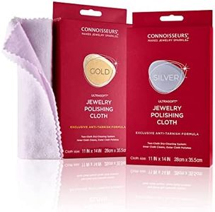 CONNOISSEURS Ultrasoft Gold & Silver Jewelry Polishing Cloths (Set of 2), Cotton