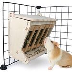 Pet Wooden Hay Feeder for Rabbits, Guinea Pigs, and Chinchillas, Alfalfa Timothy Hay Dispenser, Less Wasted Small Animals Hay Manger (Hanging Large)