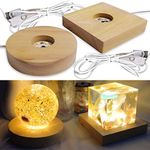 Voaesdk 2Pcs Wood LED Lights Display Bases 3.94 Inch Wooden Lamp Holders Wood Lighted Base Stand for 3D Laser Crystal Glass Resin Art Sphere Cylinder Cube Paperweights