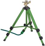 Relaxdays Sprinkler on Telescopic Tripod Stand, Spray Range up to 9 m, 360°, Impact, Metal, Green/Black, 121 x 122 x 108 cm